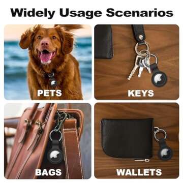 Linsaner Compatible with AirTag Case Keychain Air Tag Holder Silicone AirTags Key Ring Cases Tags Chain Apple AirTag GPS Item Finders Accessories，Black