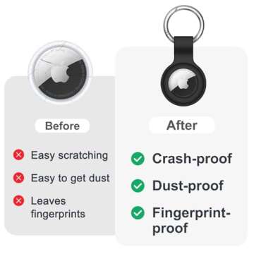 Linsaner Compatible with AirTag Case Keychain Air Tag Holder Silicone AirTags Key Ring Cases Tags Chain Apple AirTag GPS Item Finders Accessories，Black