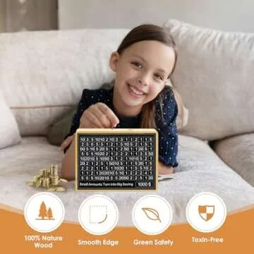 Cash Vault Wooden Money Box，Wooden Money Box with 8 Saving Targets，One Piece Cash Vault Wooden Savings Box Coin Money Savings Box with Counter ，Gift for Adults Kids Boys Girl (Wood Color)