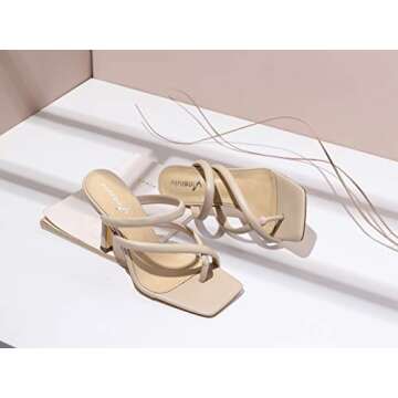 Vivianly Women's Stylish Thong Heels Sandals for Summer