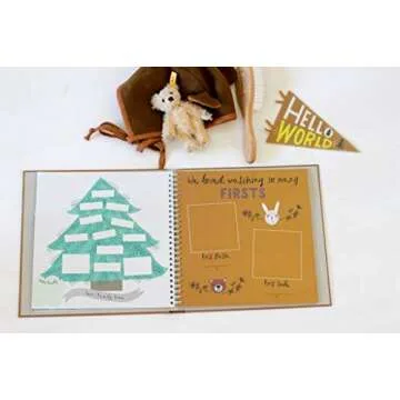 Lucy Darling Baby Memory Book, Themed Baby First Year Book, First 5 Years Journal & Photo Album for Baby Boy/Girl, Keepsake Books, Gender Neutral Memories & Milestone Book, Mom Gift - Little Camper