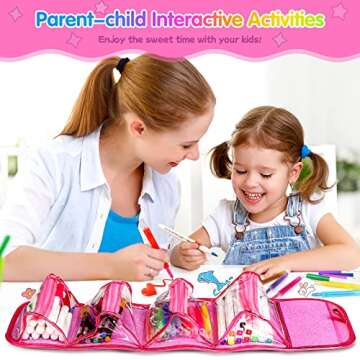 beefunni Unicorn Washable Markers Set 48 pcs with Glitte Pencil Case, Art Supplies for Kids Ages 4-6-8, Arts Crafts Coloring Set with Stickers - Birthday Gifts for Girls 4 5 6 7 8 9 Year Old