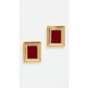 Heaven Mayhem Women's Plaza Earrings, Gold/Burgundy, One Size