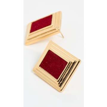 Heaven Mayhem Women's Plaza Earrings, Gold/Burgundy, One Size