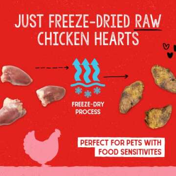 Stella & Chewy's Freeze-Dried Raw Single Ingredient Chicken Hearts Dog Treats, 3 oz. Bag