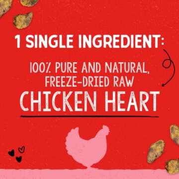 Stella & Chewy's Freeze-Dried Raw Single Ingredient Chicken Hearts Dog Treats, 3 oz. Bag