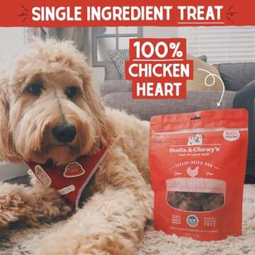 Stella & Chewy's Freeze-Dried Raw Single Ingredient Chicken Hearts Dog Treats, 3 oz. Bag