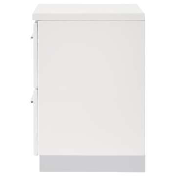 Coaster Home Furnishings Contemporary Felicity 2 Drawer Nightstand Bedside Table No Assembly White High Gloss 203502