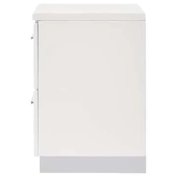 Coaster Home Furnishings Contemporary Felicity 2 Drawer Nightstand Bedside Table No Assembly White High Gloss 203502