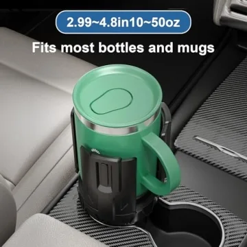 Fllik Self-Size Car Cup Holder Expander, Adjustable Cup Holder Expander for Car. Cup Holder Adapter for Large Yeti, Stanley, Nalgene, Owala Tumbler & Mugs. Car Holder Insert Accessories