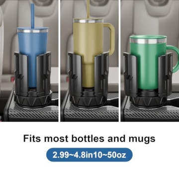 Fllik Self-Size Car Cup Holder Expander, Adjustable Cup Holder Expander for Car. Cup Holder Adapter for Large Yeti, Stanley, Nalgene, Owala Tumbler & Mugs. Car Holder Insert Accessories