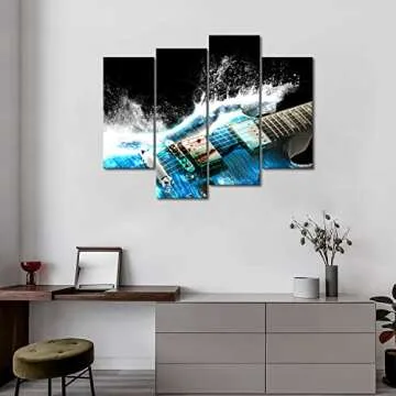 Guitar Wall Art Music Canvas for Music Room The Picture Print On Canvas Music Pictures for Music Studio Wall Decor Decoration Gift 4 Piece
