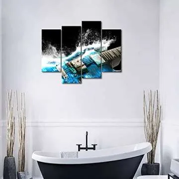 Guitar Wall Art Music Canvas for Music Room The Picture Print On Canvas Music Pictures for Music Studio Wall Decor Decoration Gift 4 Piece