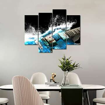 Guitar Wall Art Music Canvas for Music Room The Picture Print On Canvas Music Pictures for Music Studio Wall Decor Decoration Gift 4 Piece