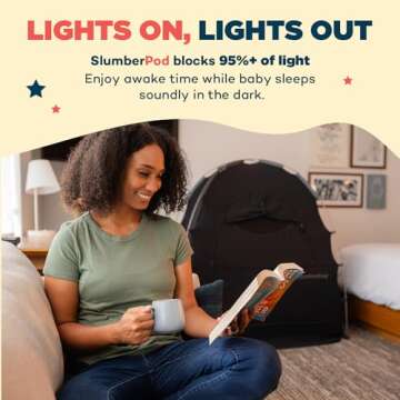 SlumberPod Portable Privacy Pod Blackout Canopy Crib Cover, Sleeping Space for Age 4 Months and Up w...