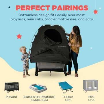 SlumberPod Portable Privacy Pod Blackout Canopy Crib Cover, Sleeping Space for Age 4 Months and Up with Monitor Pouch and Zipper, Blackout Cover, Travel Crib Canopy (Navy, Standard (No Fan))