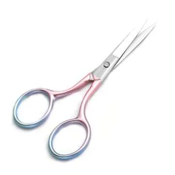 Motanar Multicolor Professional Grooming Scissors for Personal Care Facial Hair Removal and Ear Nose Eyebrow Trimming Stainless Steel Fine Straight Tip Scissors 3.9 Inch (Pink)