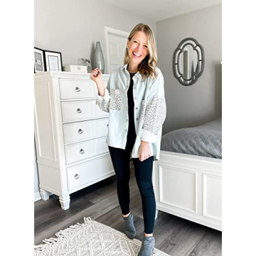 Women's Leopard Denim Shacket - Oversized Sky Blue Jacket