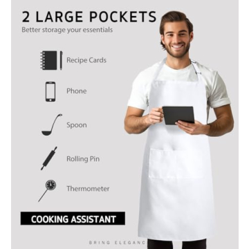 Syntus Adjustable Bib Apron Waterdrop Resistant with Pockets