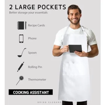 Syntus Adjustable Bib Apron Waterdrop Resistant with Pockets