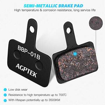 AGPTEK Bike Brake Pads - High-Performance Semi-Metallic Disc Brake Pads for Mountain Bikes