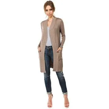 CIELO Women's Long Sleeve Sweater Duster Cardigan Camel S