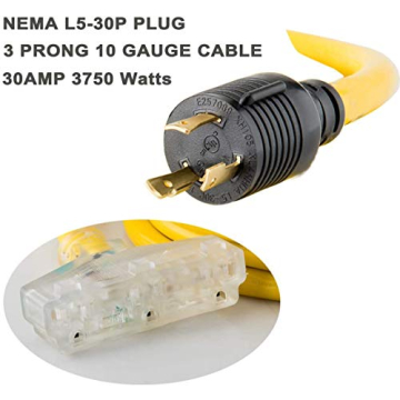 Heavy Duty 25 FT Generator Extension Cord, 30 Amp Power Cable