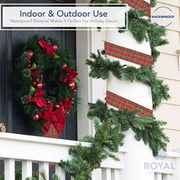 Royal Imports Wired Traditional Clarkston Tartan Plaid Christmas Waterproof Ribbon, Floral & Craft Decor - 2.5" (#40) - 50 Yd (150') - Gold Edge