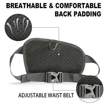 Waynorth Hiking Waist Bag Fanny Pack with Water Bottle Holder for Men Women Kids Running Hiking Dog Walking Travel Sport Waist Pack Fit All Phones (Bottle Not Included)