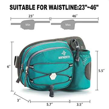 Waynorth Hiking Waist Bag Fanny Pack with Water Bottle Holder for Men Women Kids Running Hiking Dog Walking Travel Sport Waist Pack Fit All Phones (Bottle Not Included)
