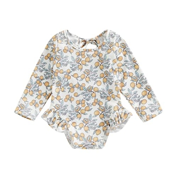 Adorable Baby Girl Long Sleeve Swimsuit for Summer Fun