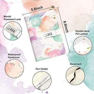 CAGIE Diary for Girls Age 8-12 Gifts for 9 10 11 12 Year Old Girls Diary with Lock, Tie Dye Design 1...