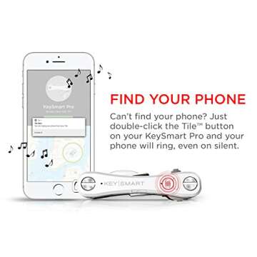 KeySmart Pro - Compact Smart Key Holder w LED Flashlight & Tile Bluetooth, EDC Key Organizer, Attach Car Key Fob, Other Mini Tools & Accessories (up to 10 Keys, White) - Discontinued