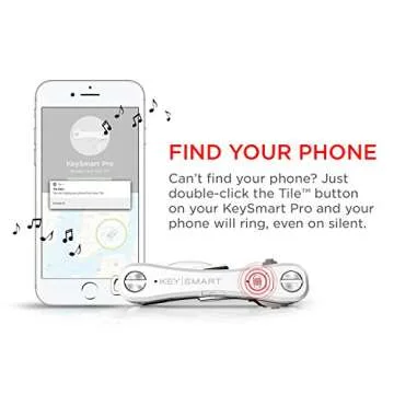 KeySmart Pro - Compact Smart Key Holder w LED Flashlight & Tile Bluetooth, EDC Key Organizer, Attach Car Key Fob, Other Mini Tools & Accessories (up to 10 Keys, White) - Discontinued