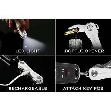 KeySmart Pro - Compact Smart Key Holder w LED Flashlight & Tile Bluetooth, EDC Key Organizer, Attach Car Key Fob, Other Mini Tools & Accessories (up to 10 Keys, White) - Discontinued