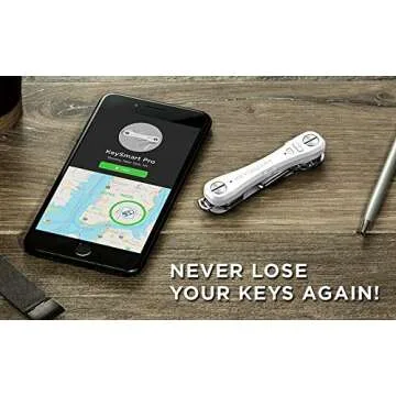 KeySmart Pro - Compact Smart Key Holder w LED Flashlight & Tile Bluetooth, EDC Key Organizer, Attach Car Key Fob, Other Mini Tools & Accessories (up to 10 Keys, White) - Discontinued
