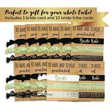Pop Fizz Designs Bachelorette Party Favors Pack | 10 Bride Tribe Hair Ties and 1 Bride Hair Tie
