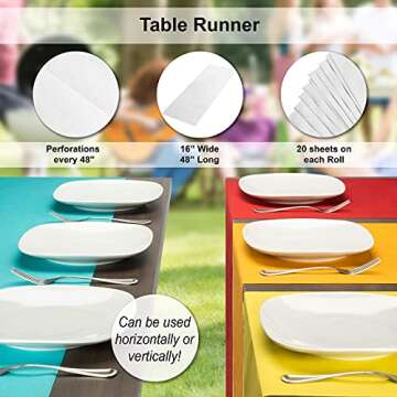 AH American Homestead Paper Dining Table Runner- 78 ft. Disposable Party Table Covers - 20 Perforate...