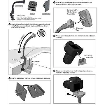 ARKON Mounts Camera Clamp Mount for Cameras | 1/4-20 Adapter | Firm Flexible 12" Gooseneck | Compatible with Canon, Nikon, Sony, Fujifilm, Spotting Scopes, and More Cameras | CMP186-12