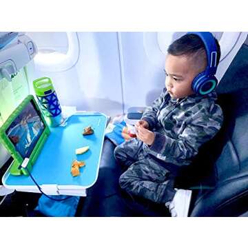Go Happy Kids Travel Tray - Easily Attaches to Airplane & Train Tray Tables! Lightweight, Sturdy, Easy to Clean & Stow Travel Tray