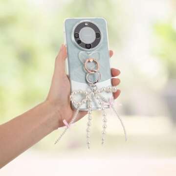 Yuanchu 2Pcs Pearl Bow Keychain, Cute Bowknot Beaded Keyring Charms Aesthetic Pink Bag Charms Purse ...