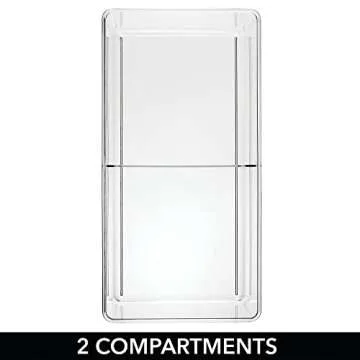 mDesign Storage Box with 2 Compartments - Practical Bedroom Storage Box - BPA Free Plastic Clothes Box - 6" x 12" x 4" - Set of 2 - Clear