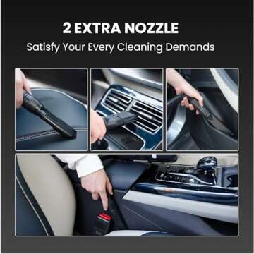 Giraffe Tools Car Vacuum Cleaner Retractable Power Cord Portable Handheld Vacuum 7500pa/12V,Car Cleaning Kit with LED Light and 2 Nozzles,16.5FT Cord Hose, Silver