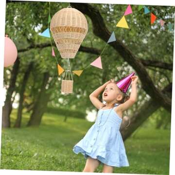 RUNROTOO rattan hot air balloon wedding party supplies inflatable hot air balloon beige home decor baseball balloon Wall-mounted Hot Air Balloon Woven Hanging Decor ribbon Christmas