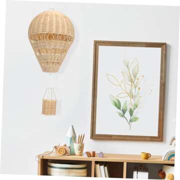 RUNROTOO rattan hot air balloon wedding party supplies inflatable hot air balloon beige home decor baseball balloon Wall-mounted Hot Air Balloon Woven Hanging Decor ribbon Christmas