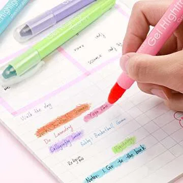 Tebik Gel Highlighter, 10 Colors Bible Safe Highlighter Study Kit, Highlighters Assorted Colors, Twistable Design, No Bleeding Great for Journaling, Highlighting and Study