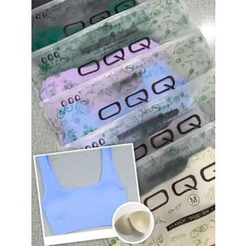 OQQ Women's 3 Piece Medium Support Tank Top Ribbed Seamless Removable Cups Workout Exercise Sport Bra Darkgrey Green1 Beige