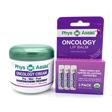 Oncology Cream 4 oz plus 3 Pack Lip Balm. Hydrating to Stressed Skin Undergoing Chemo or Radiation. Skin Therapy. Made with Botanicals.