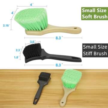 Fitosy Wheel Rim & Tire Brush Set, Soft & Stiff Bristle Wash Cleaning Supplies Kit for Car Body Exte...