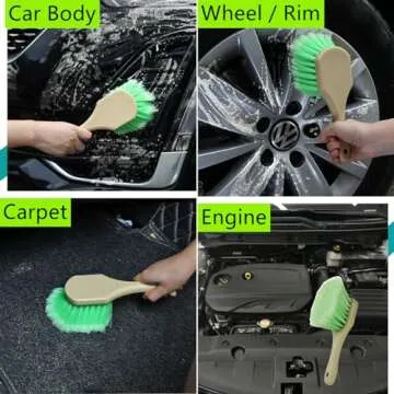 Fitosy Wheel Rim & Tire Brush Set, Soft & Stiff Bristle Wash Cleaning Supplies Kit for Car Body Exterior Surface, Carpet, Truck,SUV,RV,Motorcycle